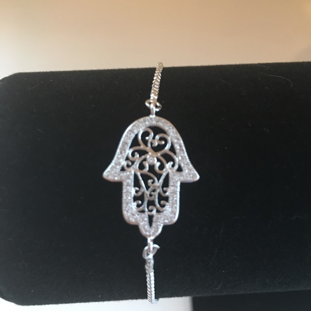 Host Pick Twice! Gold Plated CZ Hamsa Bracelet - Picture 3 of 5